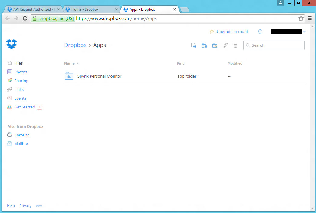 send logs via dropbox