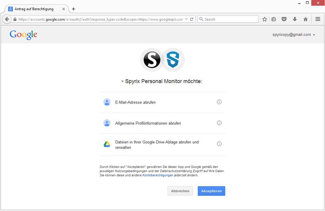 send logs via google drive