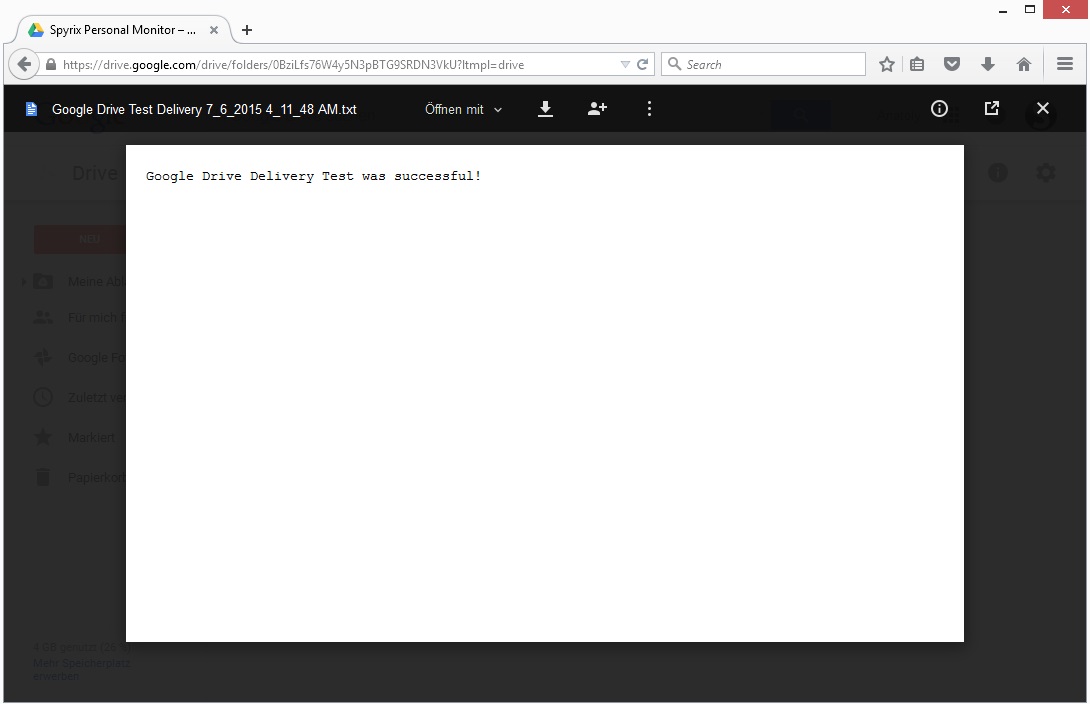 send logs via google drive