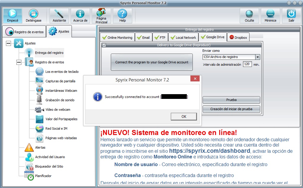 send logs via google drive