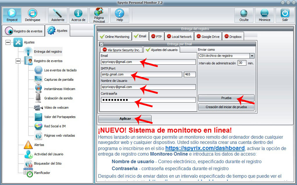 send logs to email
