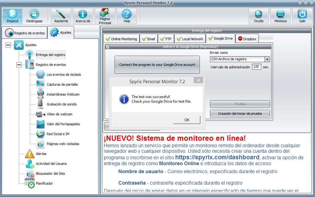 send logs via google drive
