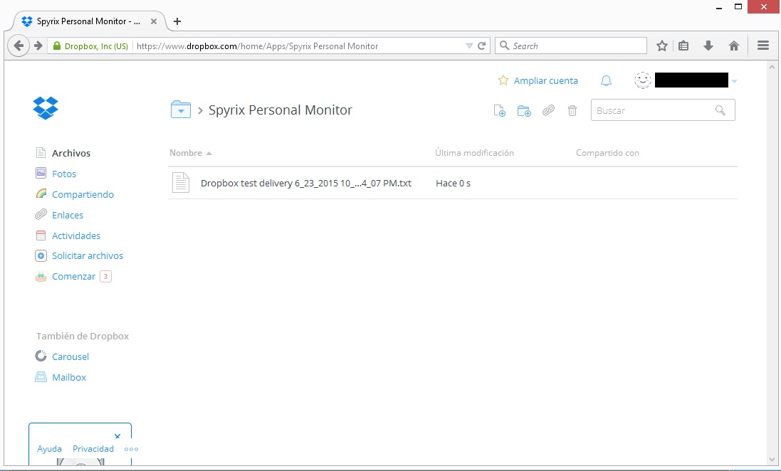 send logs via dropbox