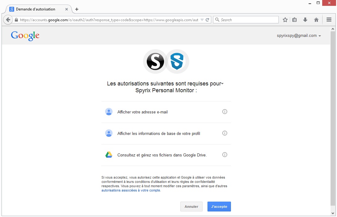 send logs via google drive