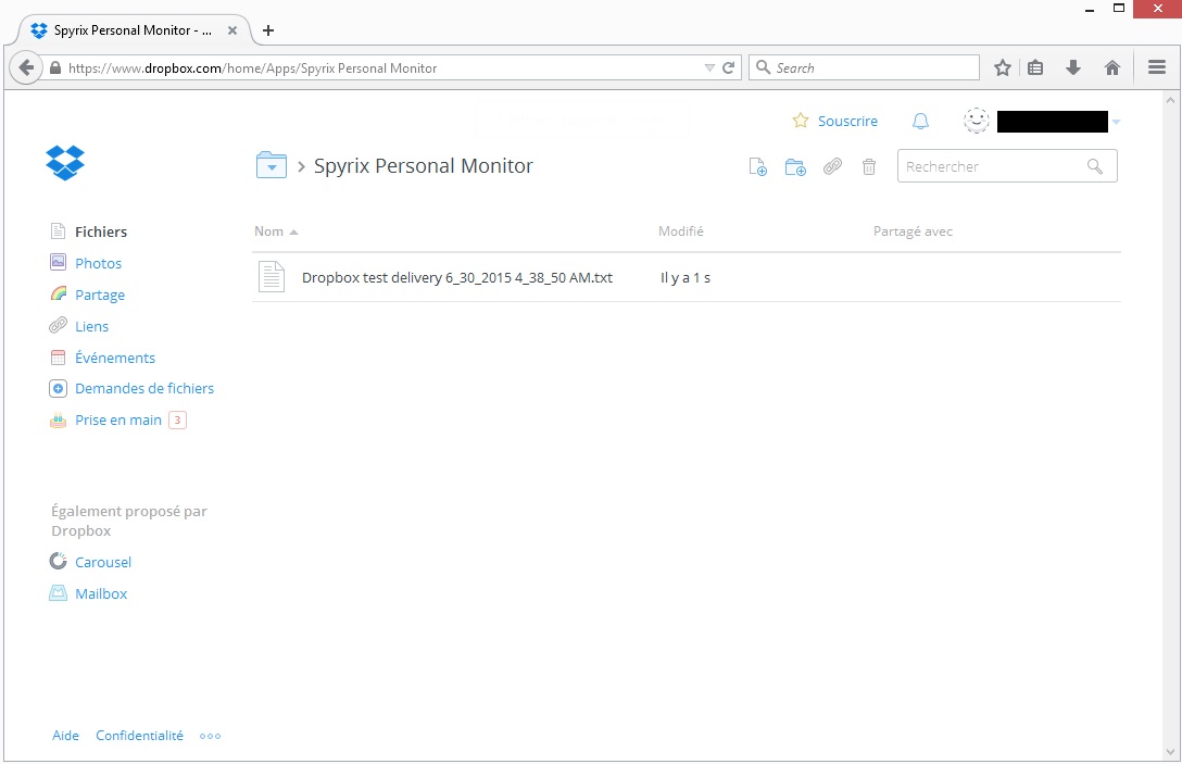 send logs via dropbox