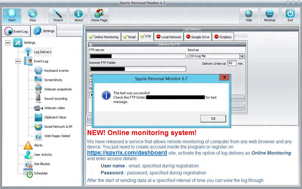 send logs via ftp