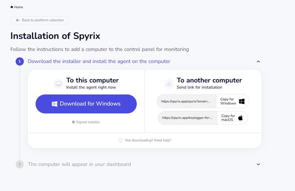 Download for Windows button