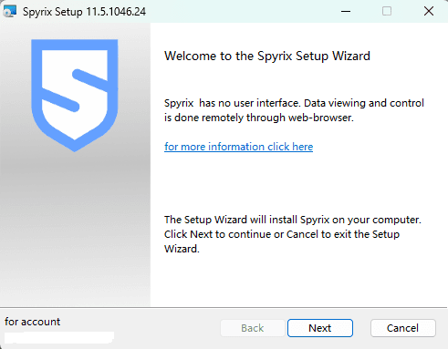 Spyrix installation welcome screen