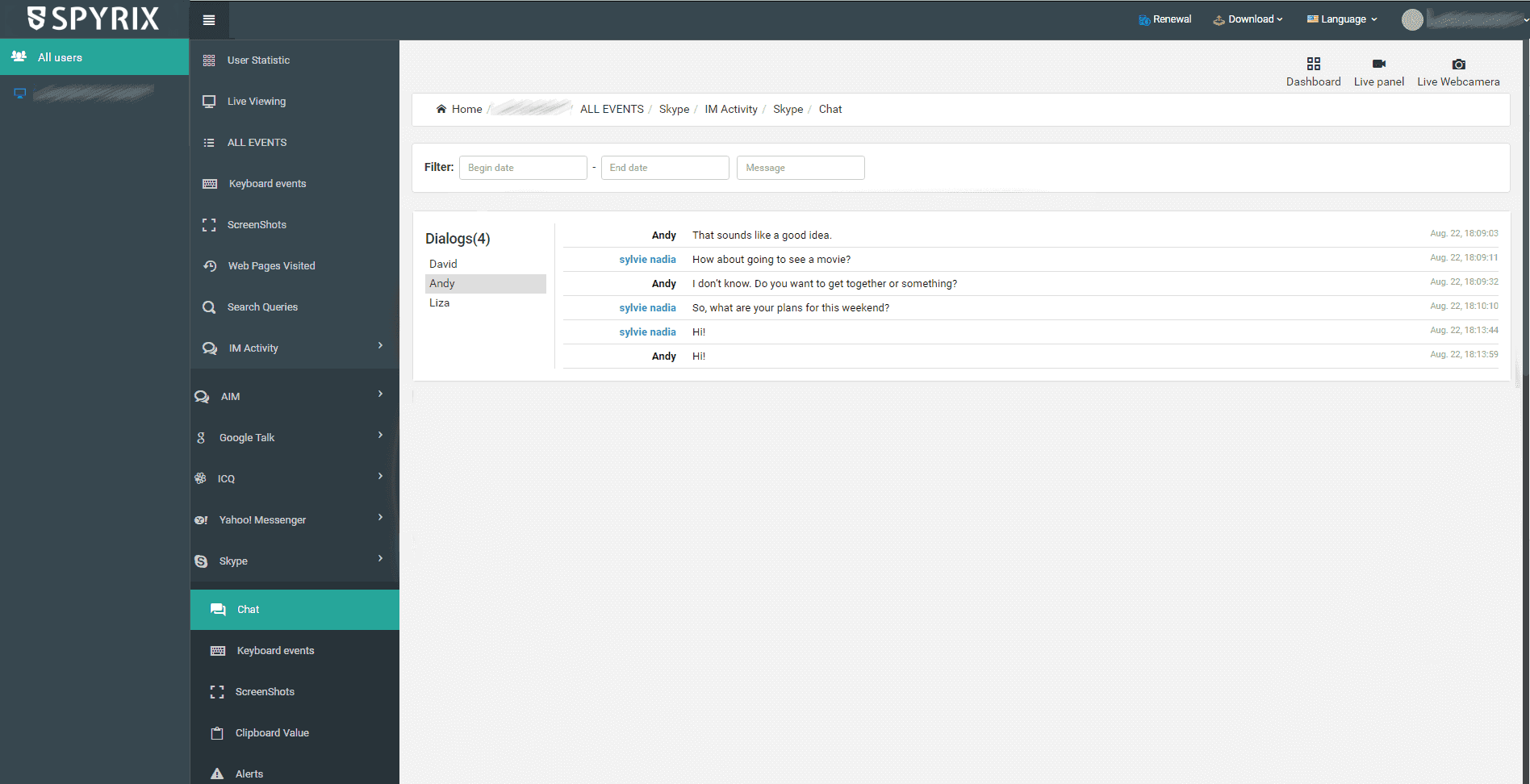 Spyrix Personal Monitor software